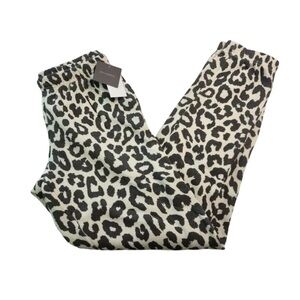 Grayson Threads Beige Leopard Print Joggers Sweatpants NWT Size XS